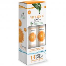 Power of Nature Vitamine C 1000 mg avec Stévia + Vitamine C 500 mg Goût Orange