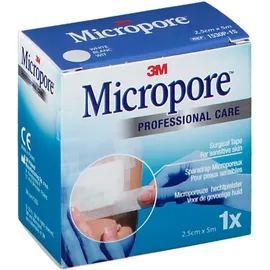 3M™ Micropore™ Silicone Sparadrap microporeux 2,5 cm x 5 m