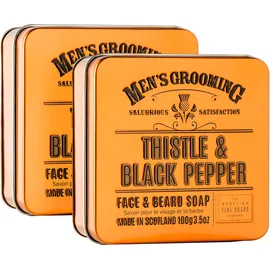 Scottish Fine Soaps Men's Grooming Thistle & Black Pepper Face & Beard Savon 100g x 2