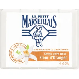 Le Petit Marseillais Set de 4 Savons Extra Doux Fleur d'Oranger 100 g