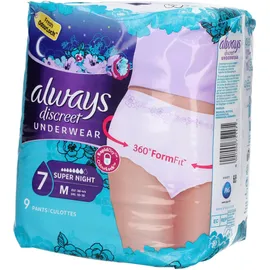 Always Discreet Underwear Super Night, Slip absorbant jetable pour incontinence urinaire d