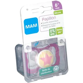 MAM Sucette anatomique - Papillon silicone +6 mois (Couleur non sélectionnable)