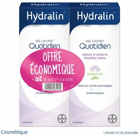 Hydralin Quotidien - Gel intime - Lot de 2x200 ml (-20 % sur le 2ème) - Savon - Hygiène intime