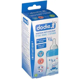 dodie® Initiation+ biberon 150 ml avec tétine débit 1 bleu