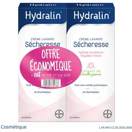 Hydralin Sécheresse - Crème lavante - Lot de 2x200 ml - Sécheresse intime - Soin