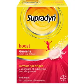 Supradyn® Boost - Complément alimentaire - 20 comprimés effervescents - Vitamines B - Magnésium - Vitamine C - Zinc - Guarana