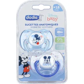 dodie® Sucette +18 mois `Duo Mickey` silicone avec anneau