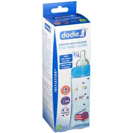 dodie® Evolution+ biberon 330 ml avec tétine débit 3 bleu