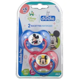 dodie® Sucette +6 mois `Duo Mickey` silicone avec anneau