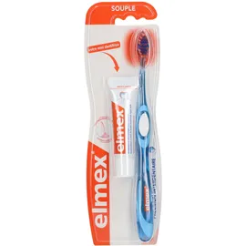 elmex® Précision Interdentaire Brosse à dents Souple +Mini Dentifrice Anti-caries